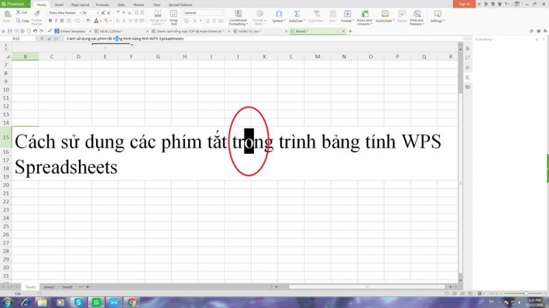 Nhấn tổ hợp phím Shift + mũi tên trái / Shift + mũi tên phải để chọn hoặc bỏ chọn một kí từ bên trái / phải của ô.