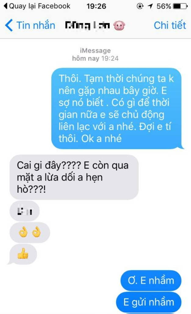 Tạm thời chúng ta không nên gặp nhau bây giờ. Em sợ nó biết