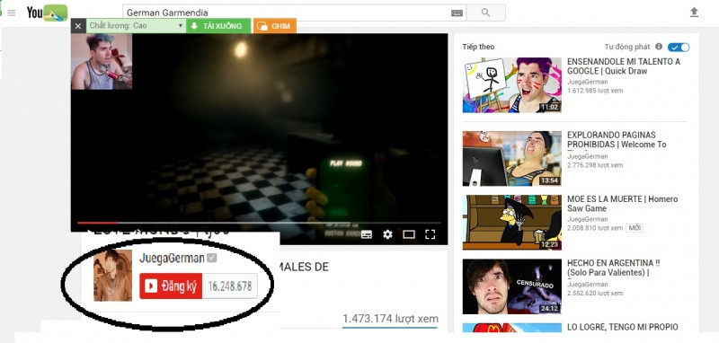 German cũng có rất nhiều người theo dõi kênh YouTube của anh