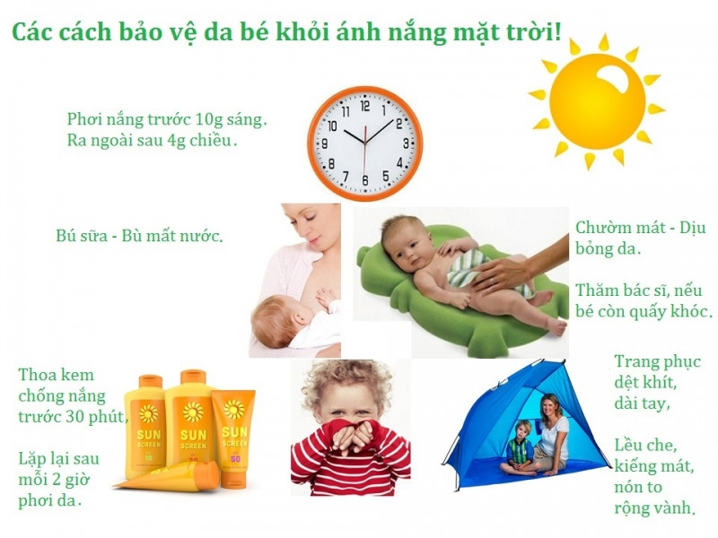 Các cách bảo vệ da bé khỏi ánh nắng mặt trời