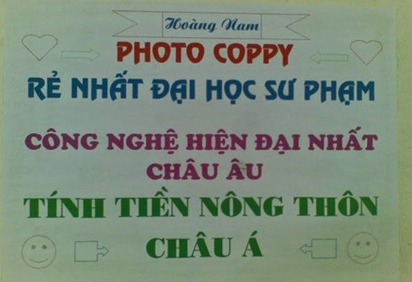 Photo copy tính tiền nông thôn Châu Á