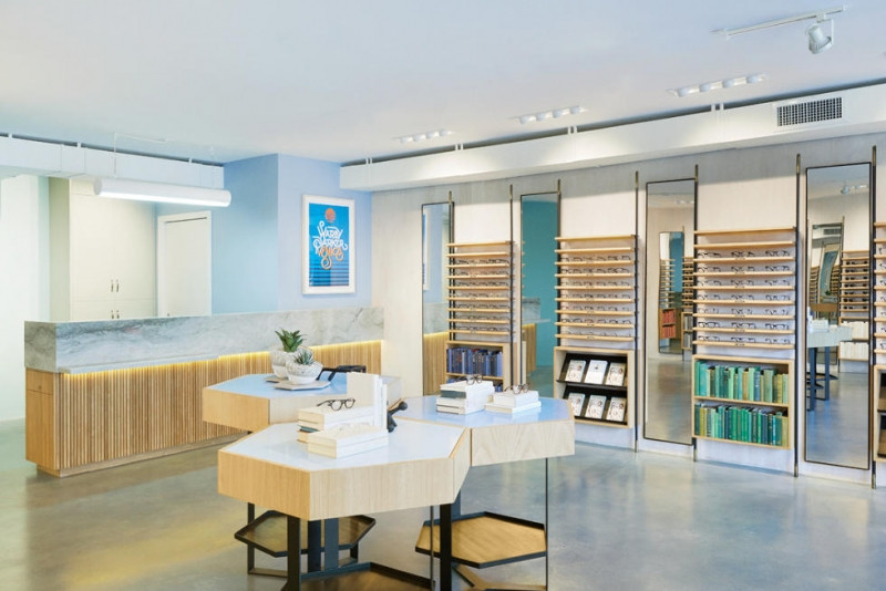 Một phòng trưng bày sản phẩm của Warby Parker