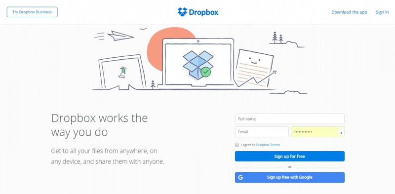 Giao diện của Dropbox