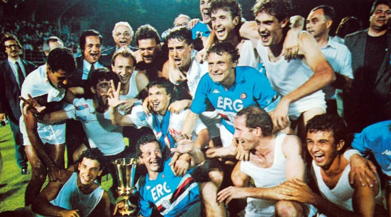 Các cầu thủ Sampdoria ăn mừng vô địch năm 1989