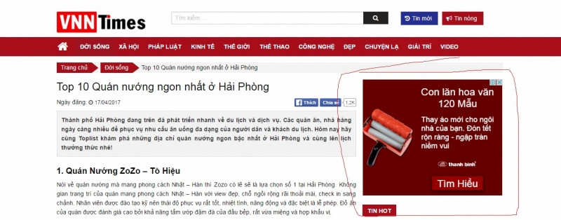 Trang web copy bài viết Chúng tôi đặt quảng cáo adsense tạo doanh thu