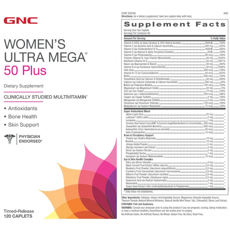 Thành phần của GNC Women's Ultra Mega 50 Plus