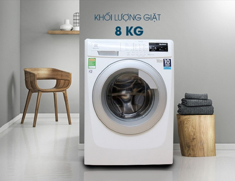 Khối lượng giặt được của máy giặt lồng ngang Electrolux EWF12843 là 8kg