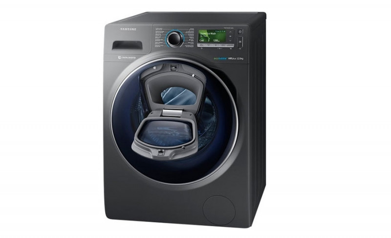 Máy giặt cửa ngang Samsung WW12K8412OX/SV sở hữu thiết kế hiện đại, sang trọng