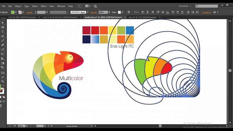 Giao diện Illustrator đang thiết kế logo