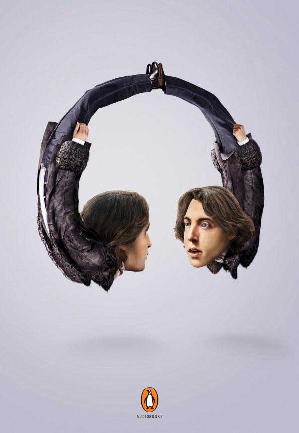 Chiếc tai nghe trong poster được cách điệu từ tác giả truyện Oscar Wilde.