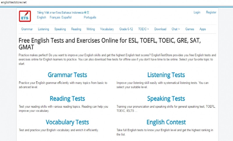 Không chỉ TOEIC, những thí sinh ôn thi TOEFL, GRE, SAT cũng có thể vào trang web này để tìm hiểu.