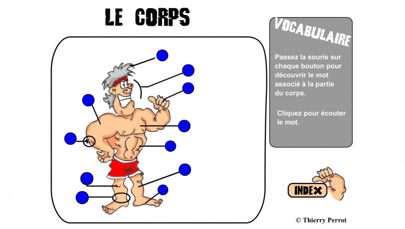 Đây là một phần giao diện về cách học tiếng Pháp trên lexiquefle