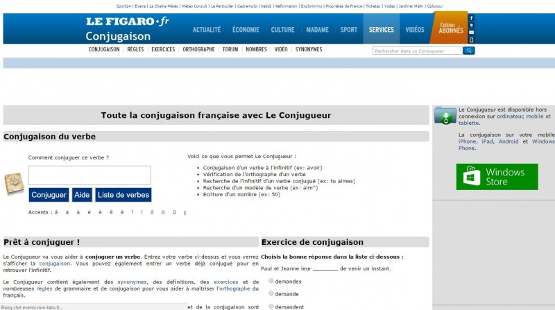 Leconjugueur là website dạy chia động từ trong tiếng Pháp