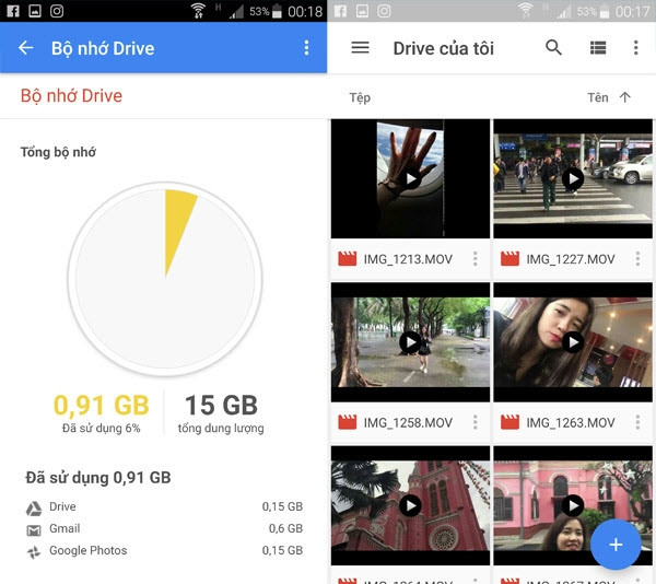 Drive cung cấp cho bạn 15GB để bạn có thể lưu ảnh của mình