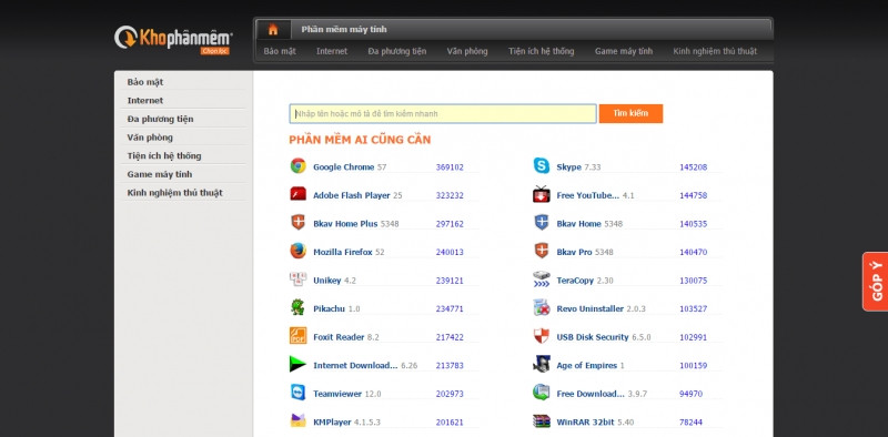 Giao diện trang web khophanmem.vn