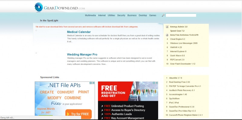 Giao diện trang web Geardownload.com