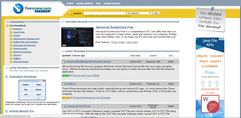 Giao diện trang web Freedownloadcenter.com