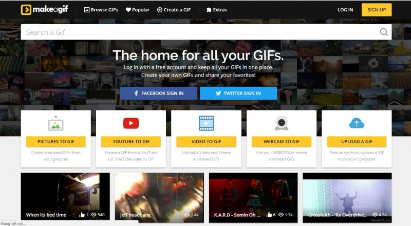 Giao diện trang web MakeaGIF