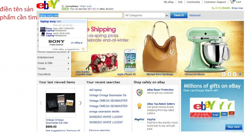 Ebay cũng là một trong những trang bán hàng online nổi tiếng đến từ Mỹ