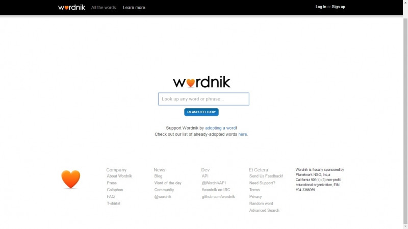 Giao diện thân thiện và bắt mắt của Wordnik.com
