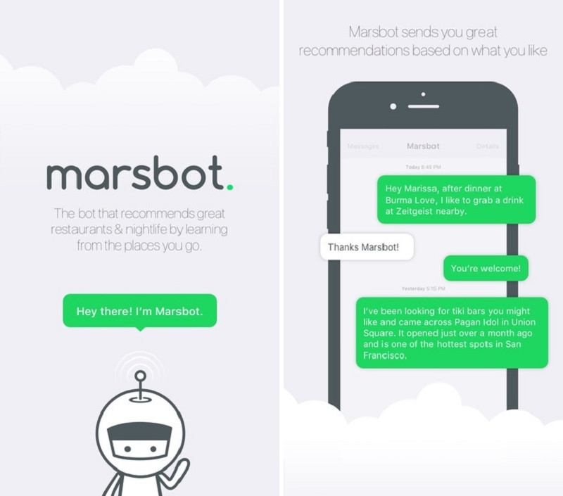 Giao diện ứng dụng Marsbot