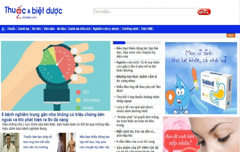 Giao diện website Thuốc biệt dược