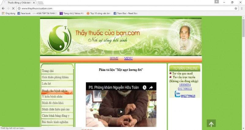 Giao diện website Thầy thuốc của bạn