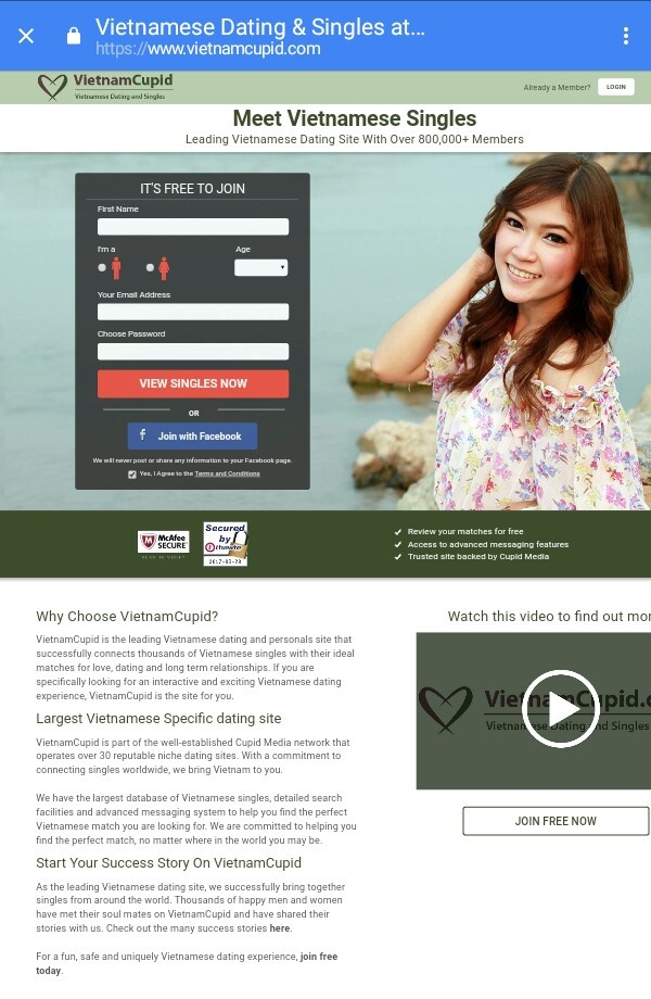 Vietnamcupid. com là một trong những trang web hẹn hò và mai mối chuyên nghiệp nhất Việt Nam