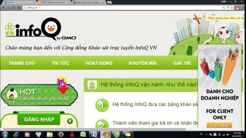Giao diện website Infoq.vn