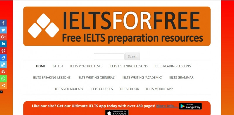 Giao diện trang web IELTSFORFREE