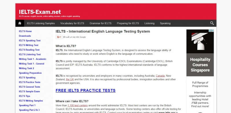 Trang web của IELTS Exam