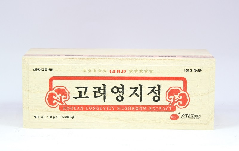 ﻿﻿Cao Linh Chi KGS Korean Longevity Mushroom Extract Gold Hộp Gỗ 360g (120g x 3 lọ)