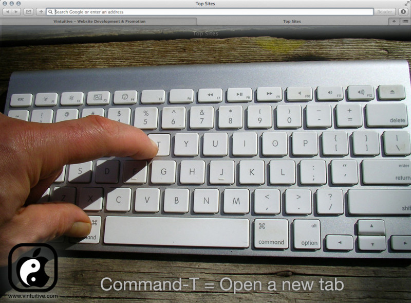Mở tab trình duyệt mới với Command + T