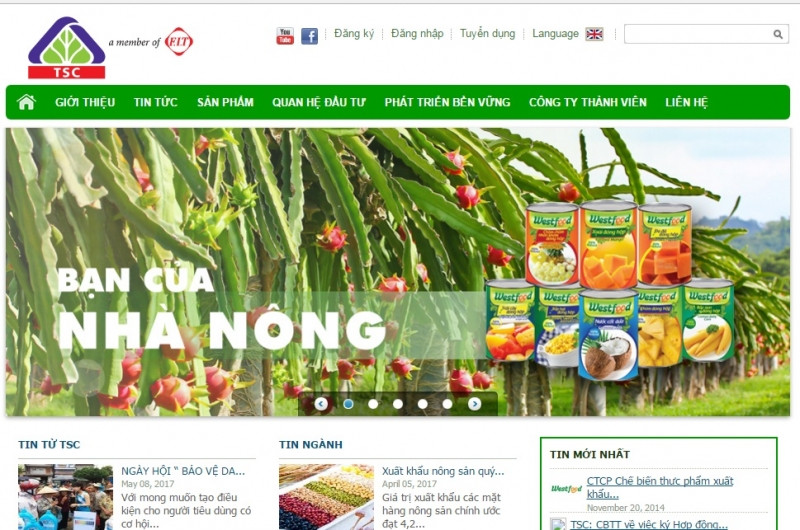 Website của CTCP Vật Tư Kỹ Thuật Nông Nghiệp Cần Thơ