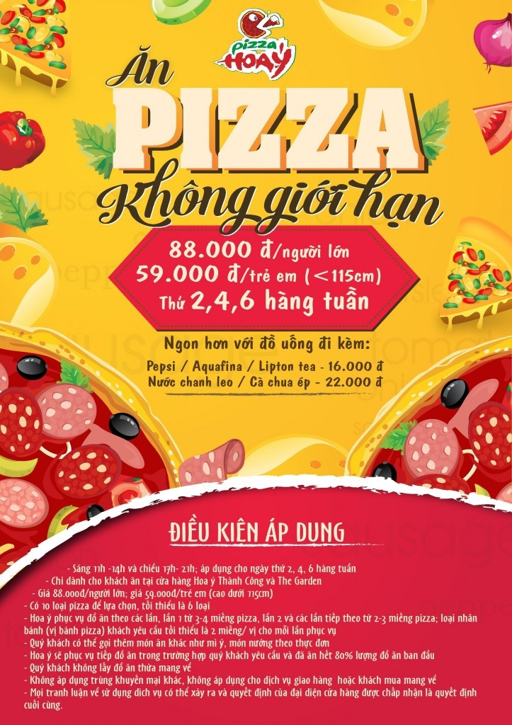 Khuyến mại ăn pizza không giới hạn của Pizza Hoa Ý