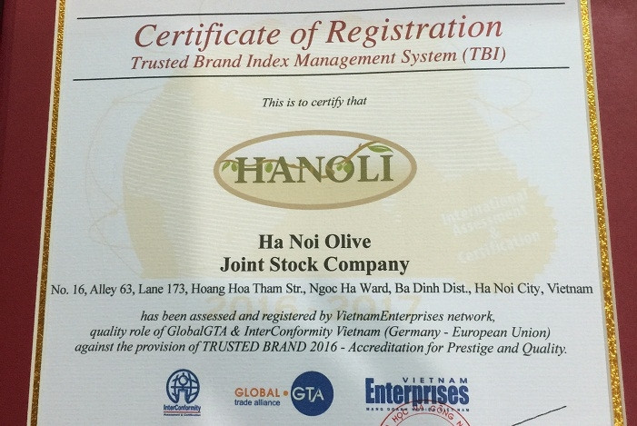 Hanoli vinh dự được công nhận chỉ số tín nhiệm toàn cầu – thương hiệu uy tín năm 2016