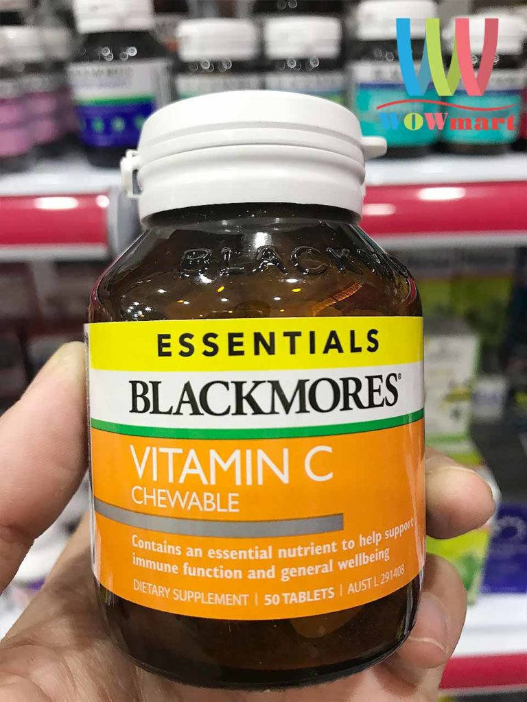 Kẹo Vitamin C Blackmores Essentials Vitamin C Chewable 50 viên:﻿