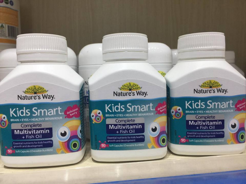 Kẹo Vitamin cho bé Nature's Way Kids Smart Complete Multivitamin + Fish Oil 50 viên