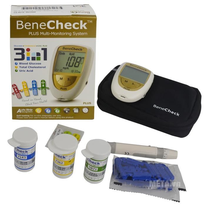 Máy đo đường huyết 3 trong 1 Benecheck Plus trọn bộ