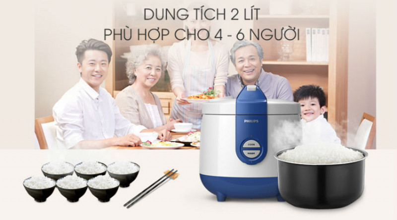 . Dung tích chứa 2L phù hợp với gia đình 4-5 người, giúp ta thoải mái sử dụng không lo ngại khi nhà có khách.