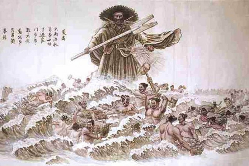 Tranh vẽ lại Đại vũ trị thủy - tổ phụ của Nhà Hạ - Trung Hoa