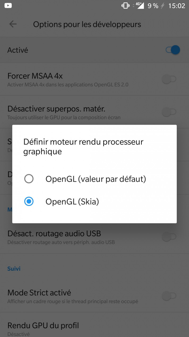 Chuyển sang SKIA mode trên thiết bị Android