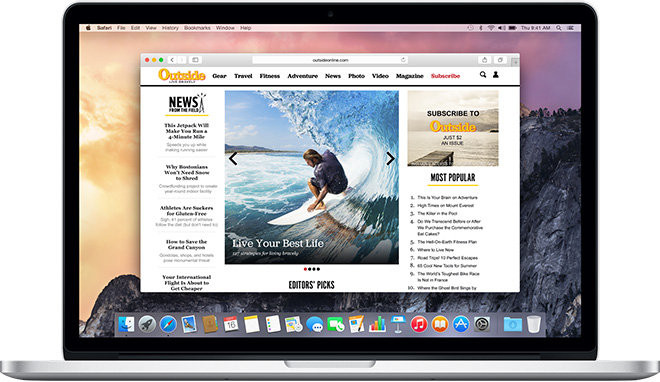 Safari được tối ưu hóa dành cho Macbook