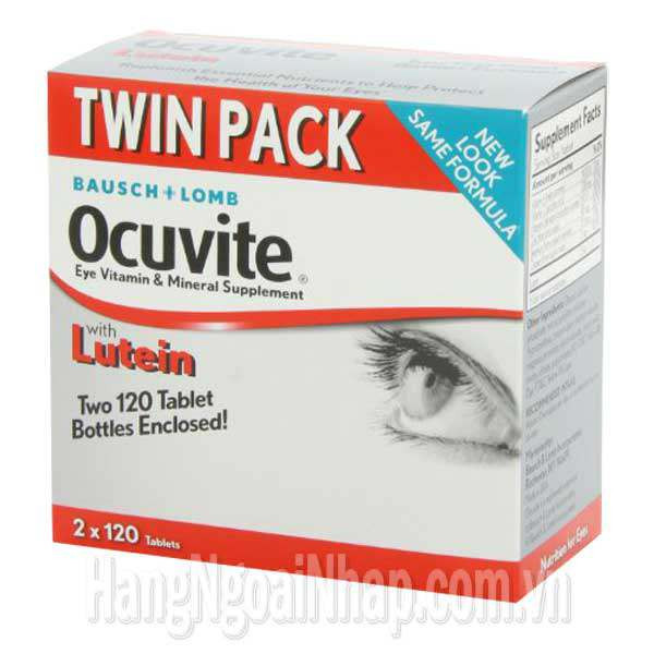 Thực phẩm chức năng Thuốc Bổ Mắt Bausch Lomb Ocuvite Twin Pack Với Lutein, Vitamin: