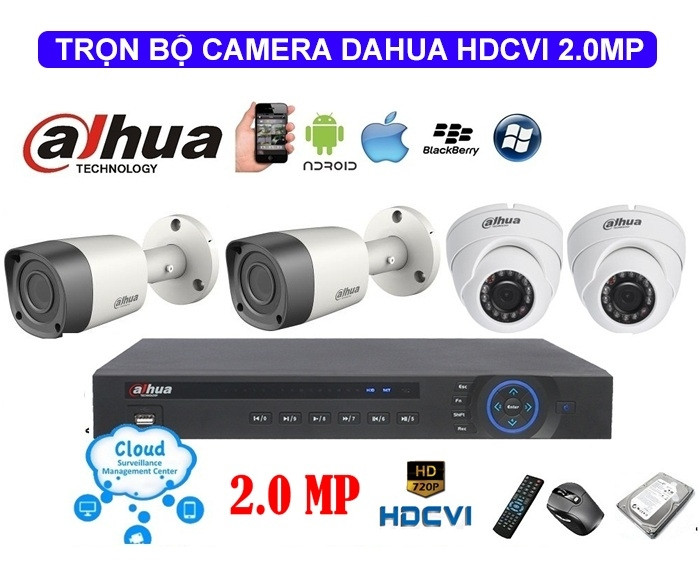 Trọn bộ 4 Camera Dahua 2.0MP