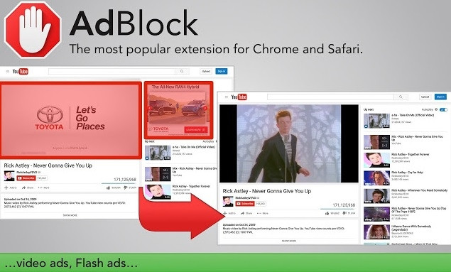 AdBlock cho phép bạn xem video thoải mái mà không lo quảng cáo bật bất ngờ