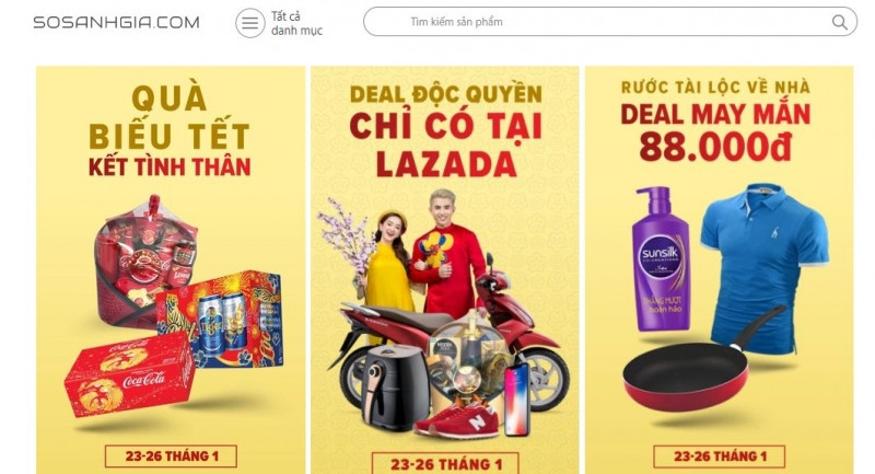 Giao diện Sosanhgia.com