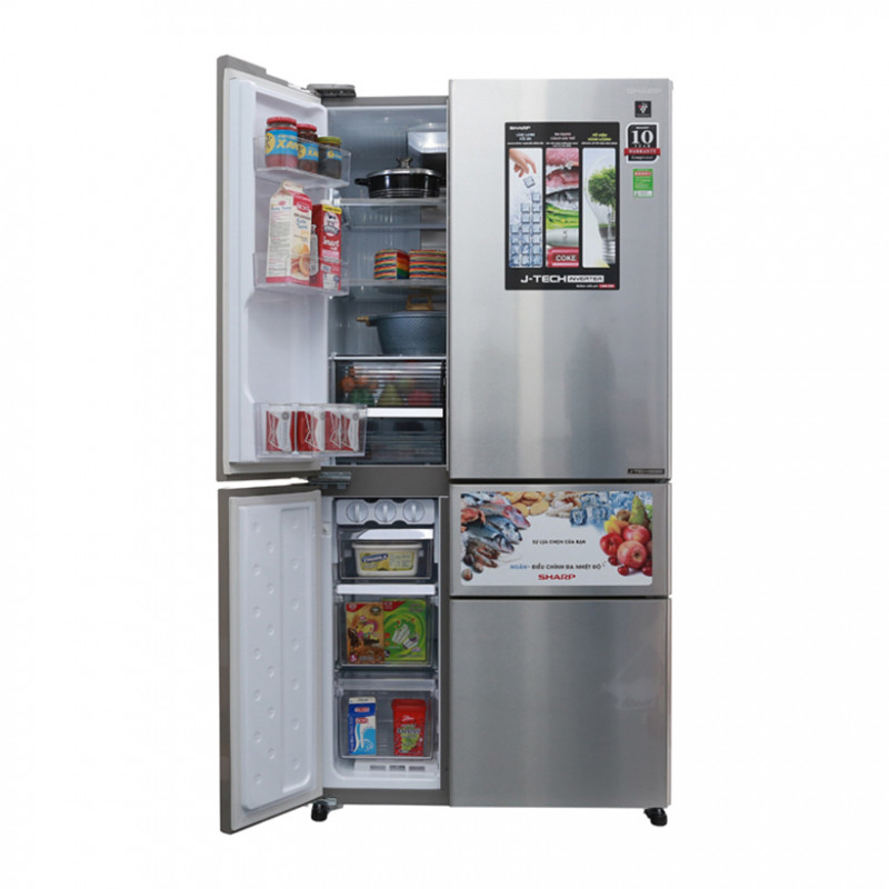 Tủ lạnh Sharp Inverter SJ-F5X76VM-SL sở hữu công nghệ J-Tech Inverter, đây là loại tủ lạnh có đến 32 cấp độ làm lạnh so với 5 cấp độ làm lạnh ở nhiều công nghệ Inverter khác