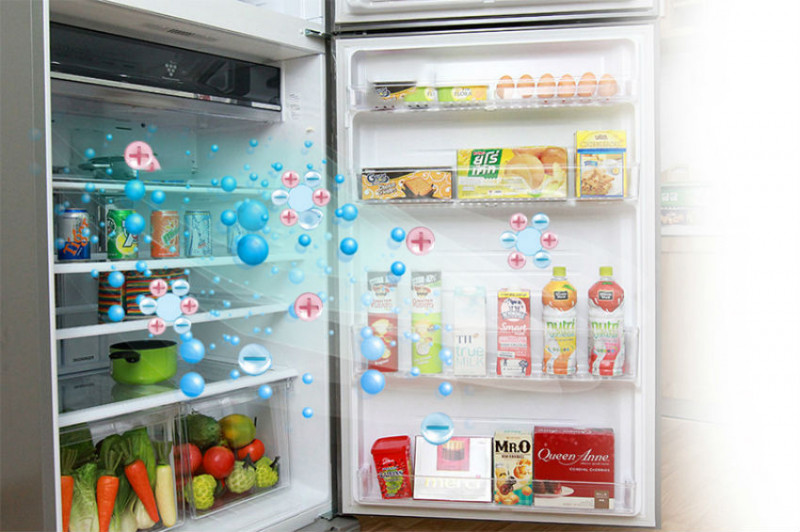 Tủ lạnh Sharp SJ-XP590PG-SL bộ lọc kháng khuẩn, khử mùi Nano Ag+. Bộ lọc này với các ion Ag có khả năng chống lại các vi khuẩn gây hại, hạn chế các mùi hôi khó chịu gây ra từ thực phẩm