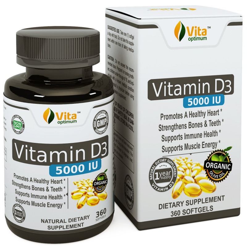 Vitamin D3 5000 IU Pills hiệu Vita Optimum – nhãn hiệu hàng đầu về thực phẩm chức năng chăm sóc sức khỏe đến từ Mỹ